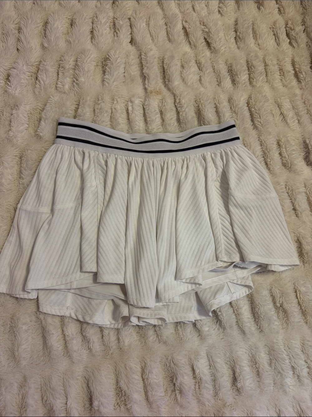 FP Movement by Free People White Circle Skirt with Black-Trim Waistband